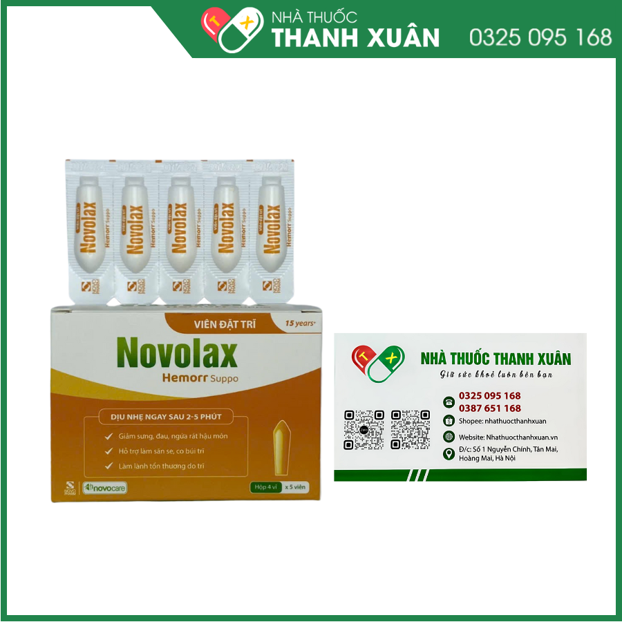 Novolax Hemorr Cream - Giảm đau, ngứa rát hậu môn, hỗ trợ co hồi búi trĩ
